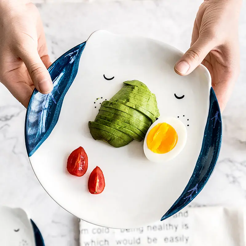 Creativos de Corea placas desayuno filete niños fruta placa 6 o 8 pulgadas mano Animal pintado plato cubiertos de dibujos animados de platos|Fuentes y platos| - AliExpress
