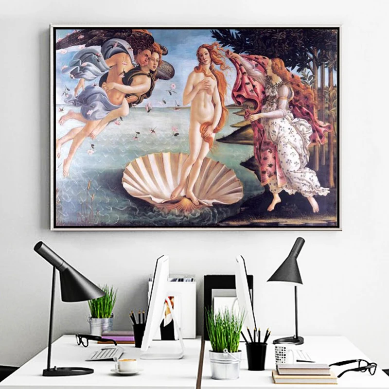 Классическая известная картина Botticelli Рождение Венеры плакат печать на холсте