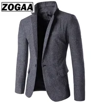 Мужской шерстяной пиджак, модный однобортный пиджак на одной пуговице, Мужские Повседневные Вечерние пиджаки