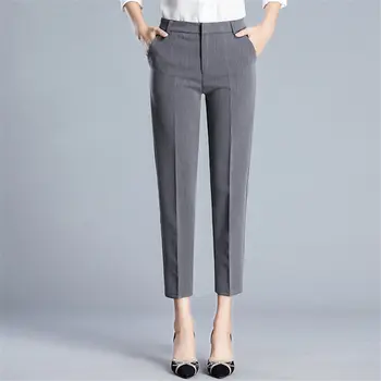 

HziriP High Waist Casual Loose Slim Pencil Trousers All-Match Plus Size Office Lady Autumn Solid Professional Ankle-Length Pants