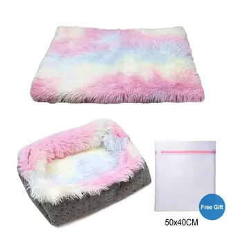 

Plush Cat Bed For Cats House Pet Bed For Cat Bed Basket Animals Products Sofa Long Dog Bed Cushion Mat For Pets Petshop