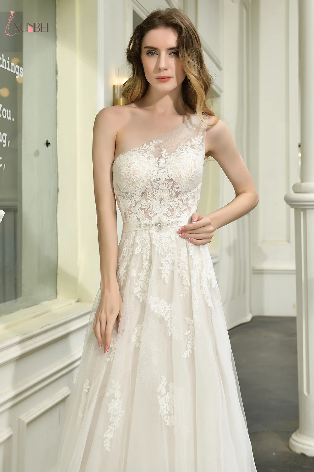 Robe De Mariee свадебное платье на одно плечо с длинным рукавом, кружевное свадебное платье, свадебные платья, Vestido De Noiva