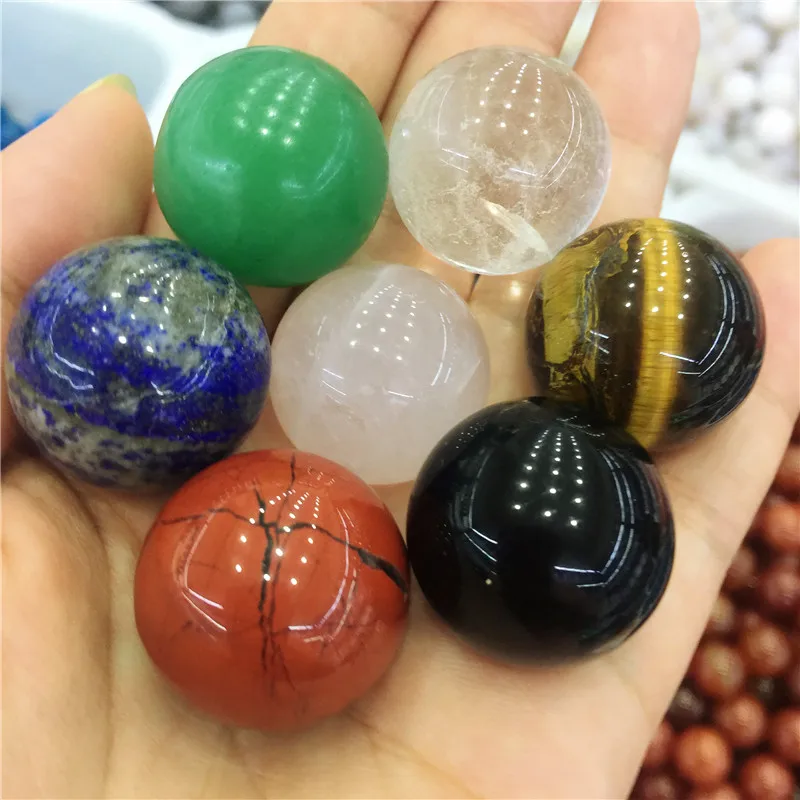 

7pcs Natural crystal ball healing crystals ball rose crystal lapis lazuli tiger eye White Crystal obsidian Red jasper