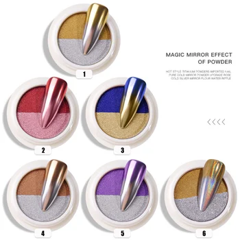 

Two Color Mirror Nail Powder Metallic Sparkling Flakes Pigment UV Gel Polishing Nails Decoration OCT998