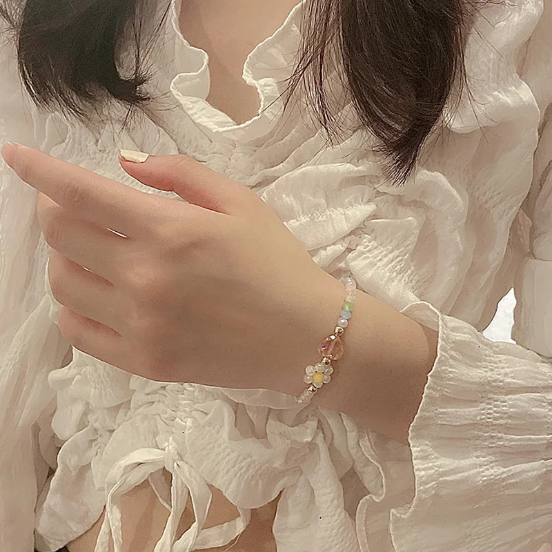 Bracelet Jewelry Flower Beads Korea Hot Selling Fashion Jewelry High-end Natural Opal Beads Beaded Copper Inlaid Zircon Pearl Female Bracelet