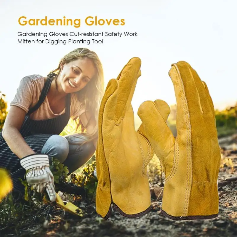 Новые модные садовые перчатки с защитой от порезов, мягкие защитные рабочие перчатки из коровьей кожи для выкопки, посадки, транспортировки, садоводства
