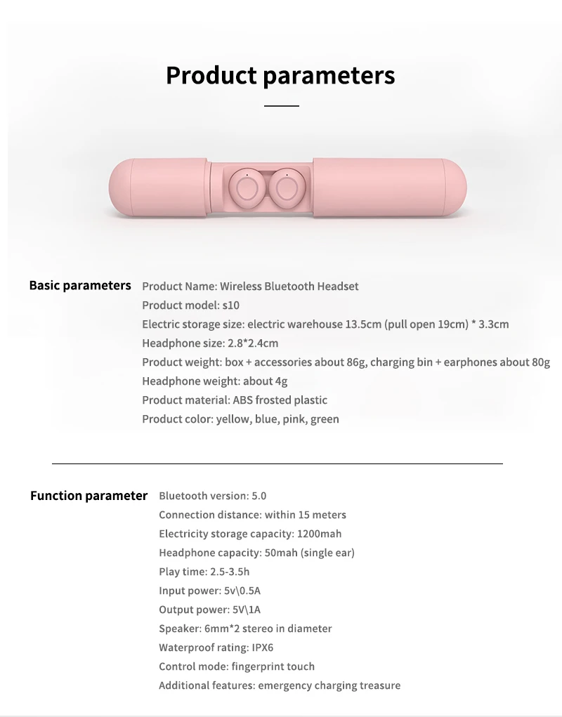 S10 матовая bluetooth-гарнитура 5D стерео объемная беспроводная гарнитура Мини Портативная стереогарнитура с внешним аккумулятором для всех смартфонов