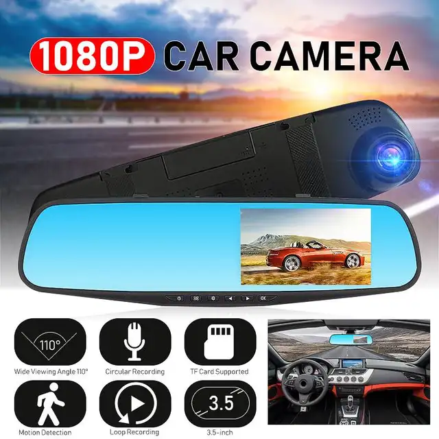 $US $14.49 Night Vision Car Dvr Camera Rearview Mirror Digital Video Recorder Auto Camcorder Dash Cam FHD 1080