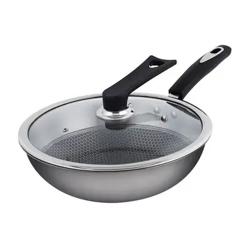 Steel Non-Stick Glass Lid Wok