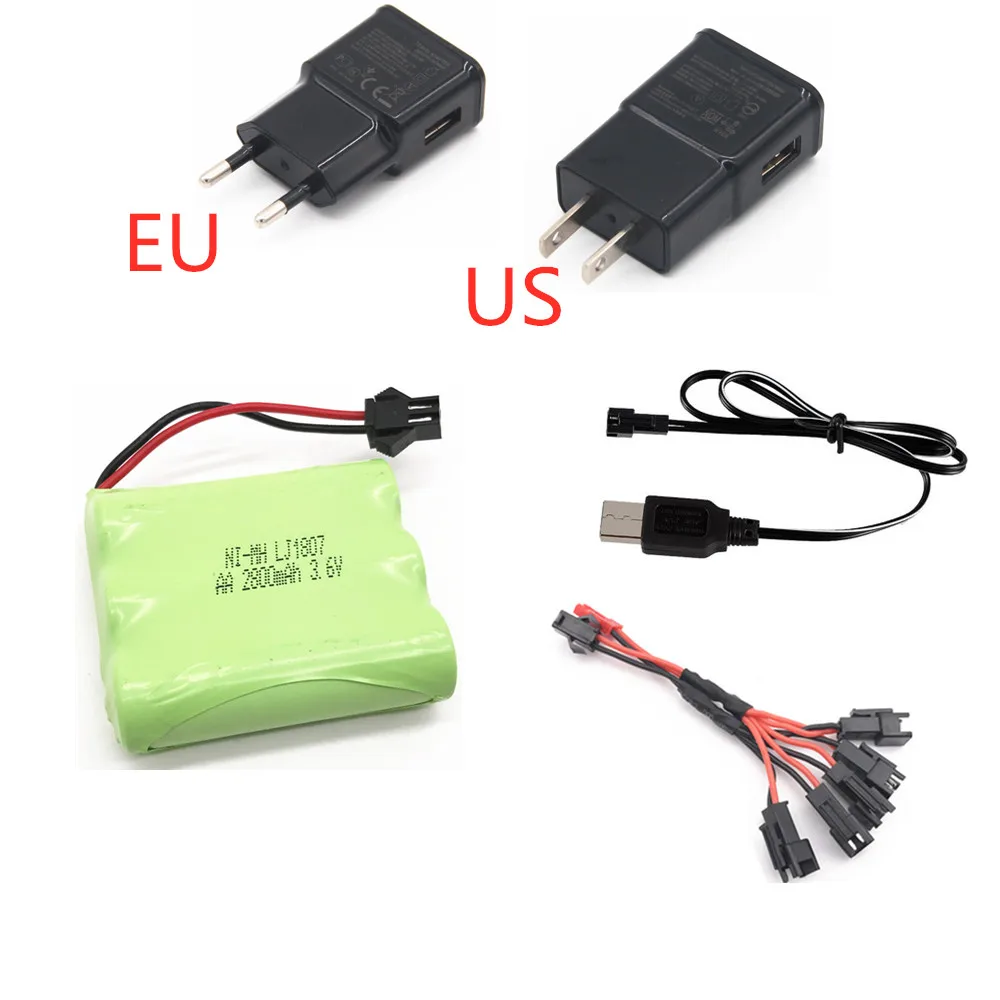 3.6v 2800mah nimh Battery + USB Charger For Rc toys Car Boat Gun Tank Train Robot AA Rechargeable Pack | Электроника