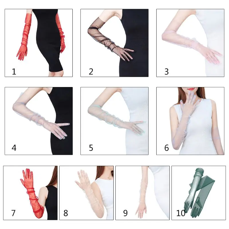 Женские ультратонкие Свадебные перчатки из тюля однотонные прозрачные