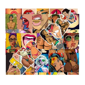

47Pcs/Lot Styling Sexy beauty Girls Computer Stickers Pvc Waterproof Laptop Skateboard Luggage Decals For MacBook/HP Notebook