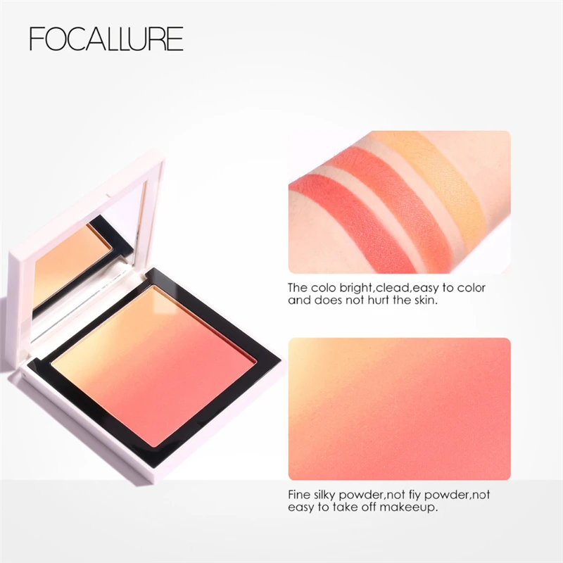 FOCALLURE Brand Face Blush Palette Natural Pink Cheek Waterproof Long Lasting Silky Orange Powder Professional Blush Maquiagem