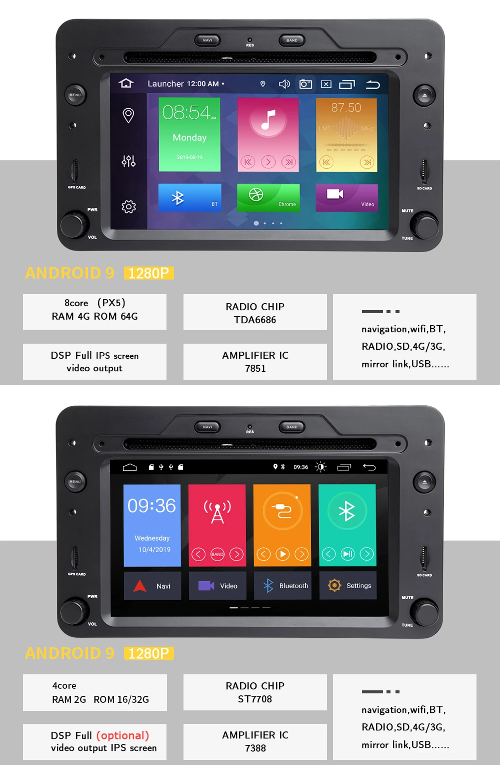Excellent 2 din IPS DSP Autoradio  Android 9.0 Car GPS DVD Player For Alfa Romeo 159 Brera Spider Sportwagon Navigation Multimedia Carplay 3