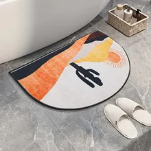 Tapete do banheiro semicircular chuveiro piso tapetes porta de entrada veludo cristal super absorvtion anti deslizamento 2 tamanhos decoração da casa