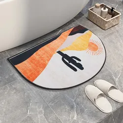 Tapete do banheiro semicircular chuveiro piso tapetes porta de entrada veludo cristal super absorvtion anti deslizamento 2 tamanhos decoração da casa