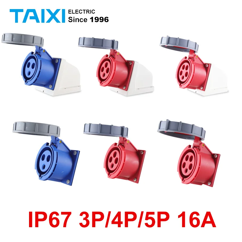 

3P 4P 5P 16A Industrial Waterproof Socket High Power IP67 Waterproof Explosion-proof Surface Mounted Socket, Concealed Socket