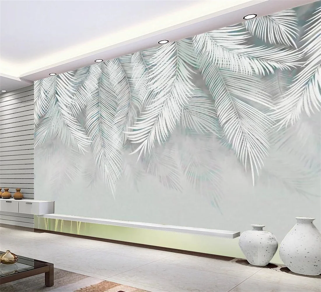 Papier peint personnalisé mural nordique rétro plantes tropicales TV fond d'écran pour murs de chambre peinture murale papel de parede
