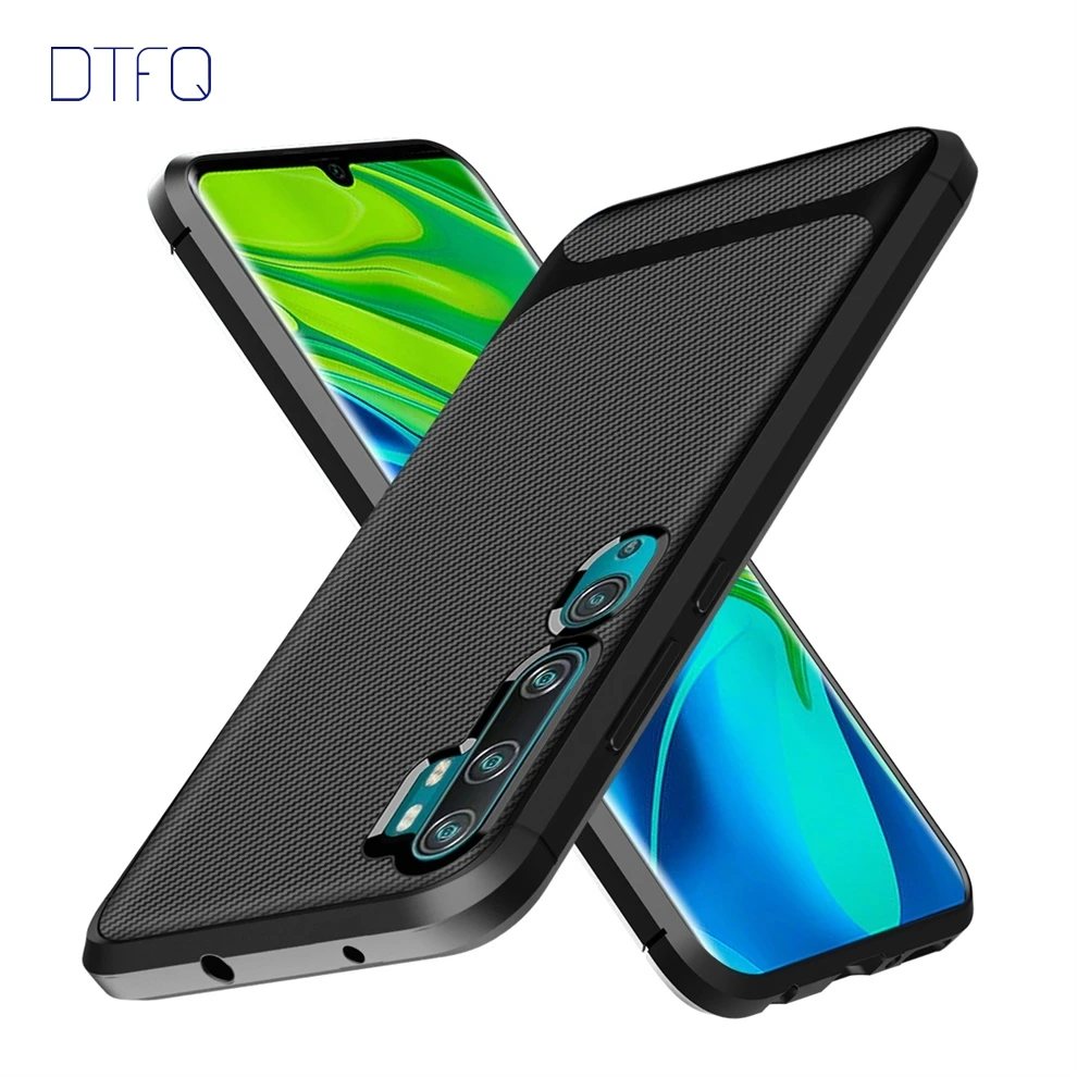 Soft Silicone Case for Xiaomi Mi Note 10 Pro CC9 TPU Back Cover Carbon Fiber Shockproof |