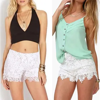 

Women Lace Hollow Out Sexy Shorts Summer Casual Shorts Beach High Waist Shorts Fashion Lady