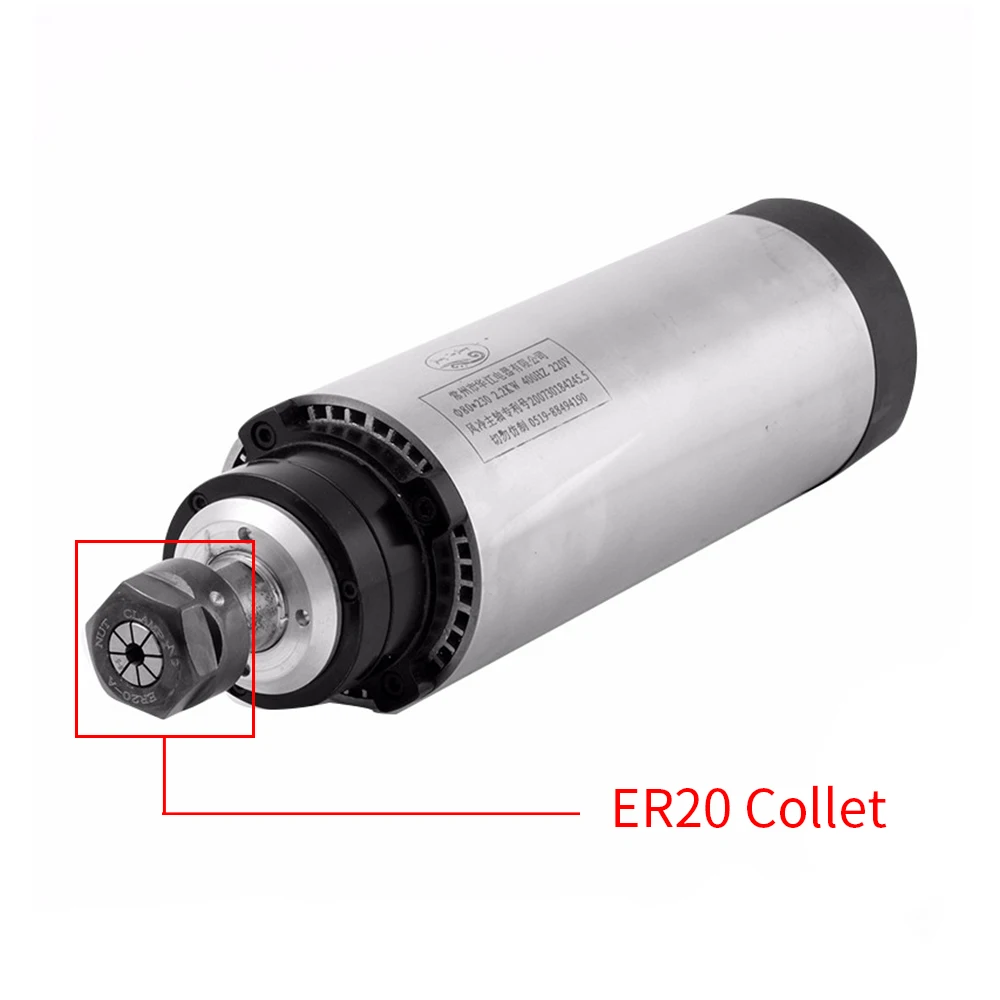2.2kw CNC шпиндель с воздушным охлаждением комплект 2.2KW мотор шпинделя+ 2.2kw/220V Inveter+ 80 мм зажим+ 13 шт. ER20 Цанга