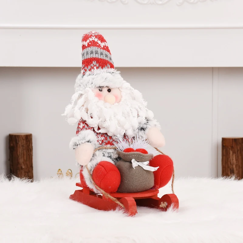 Рождественская Кукла Новогоднее украшение сани Санта-Клаус Снеговик Фигурки лося рождественские аксессуары украшения для рождественской вечеринки