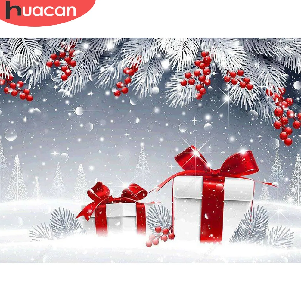 

HUACAN Diamond Paintnig Christmas Gift Landscape Winter Snow Home Decoration Full Square Drill Layout Complete Kit Wall Stricker