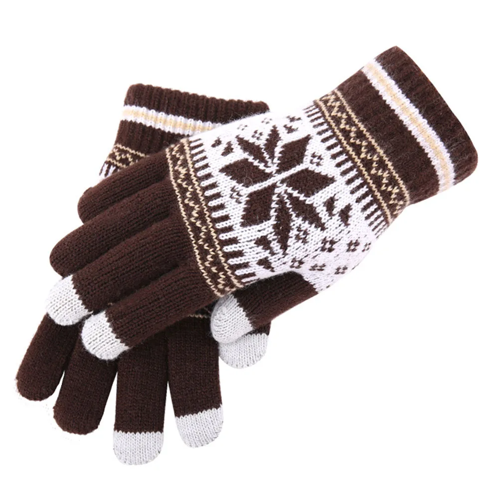 Милые Рождественские теплые зимние перчатки, вязаные перчатки для мужчин и женщин, перчатки для сенсорного экрана, Вечерние перчатки