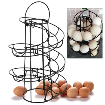 

Iron Black Kitchen Storage Spiral Egg Holder Helter Skelter Stand Rack Bracket Storing Loading Eggs Rotation Skelter Shaped Rack