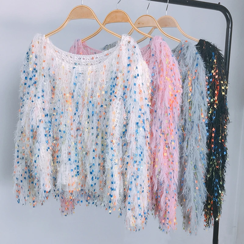 Korean new fashion sweater women autumn winter mohair comfy pullover knitwear colorful tassel sweaters coat sweet tops pull