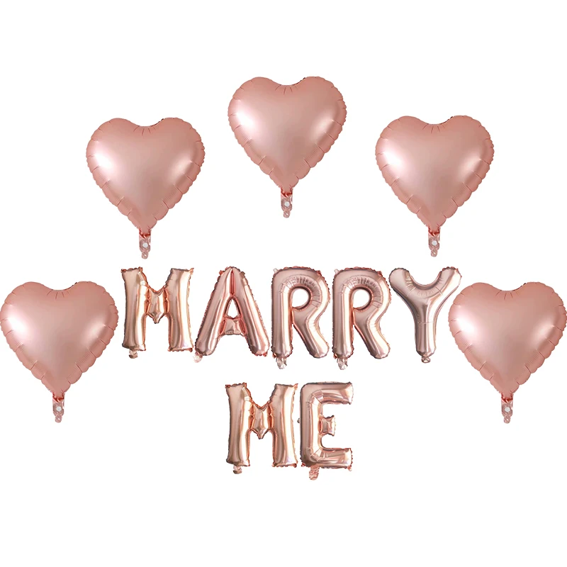 12 шт. 16 дюймов розовое золото шары из фольги с надписью MARRY ME 18 воздушный шар в