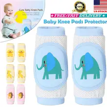 Baby Cartoon Crawling Knee Pads Safety Anti-slip Walking Leg Elbow Protector Send in random Color Or Note US