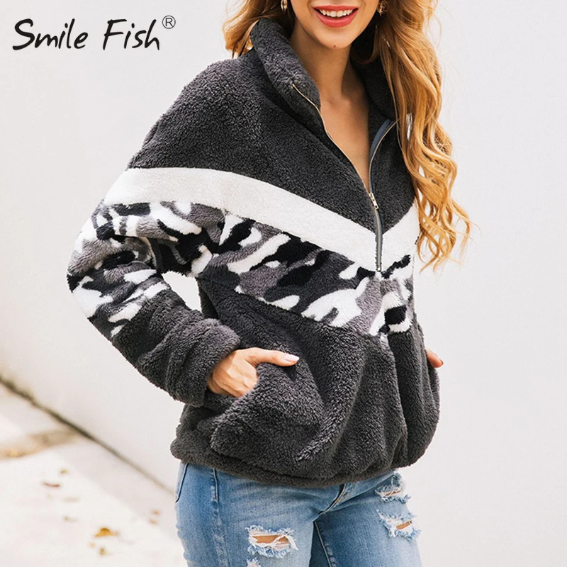 Пуловеры на молнии с капюшоном, Осенние худи с карманами, флисовые толстовки с медвежонком с камуфляжным принтом, новые зимние рубашки с длинными рукавами GV896