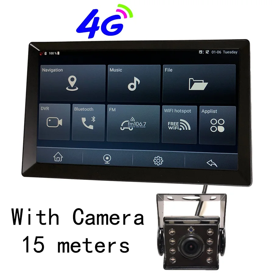 Udricare 9 дюймов автомобильный Грузовик Автобус gps Android WiFi Bluetooth телефон ADAS DVR gps навигация HD 1080P двойной объектив камера заднего вида DVR - Название цвета: With 15m Back Camera