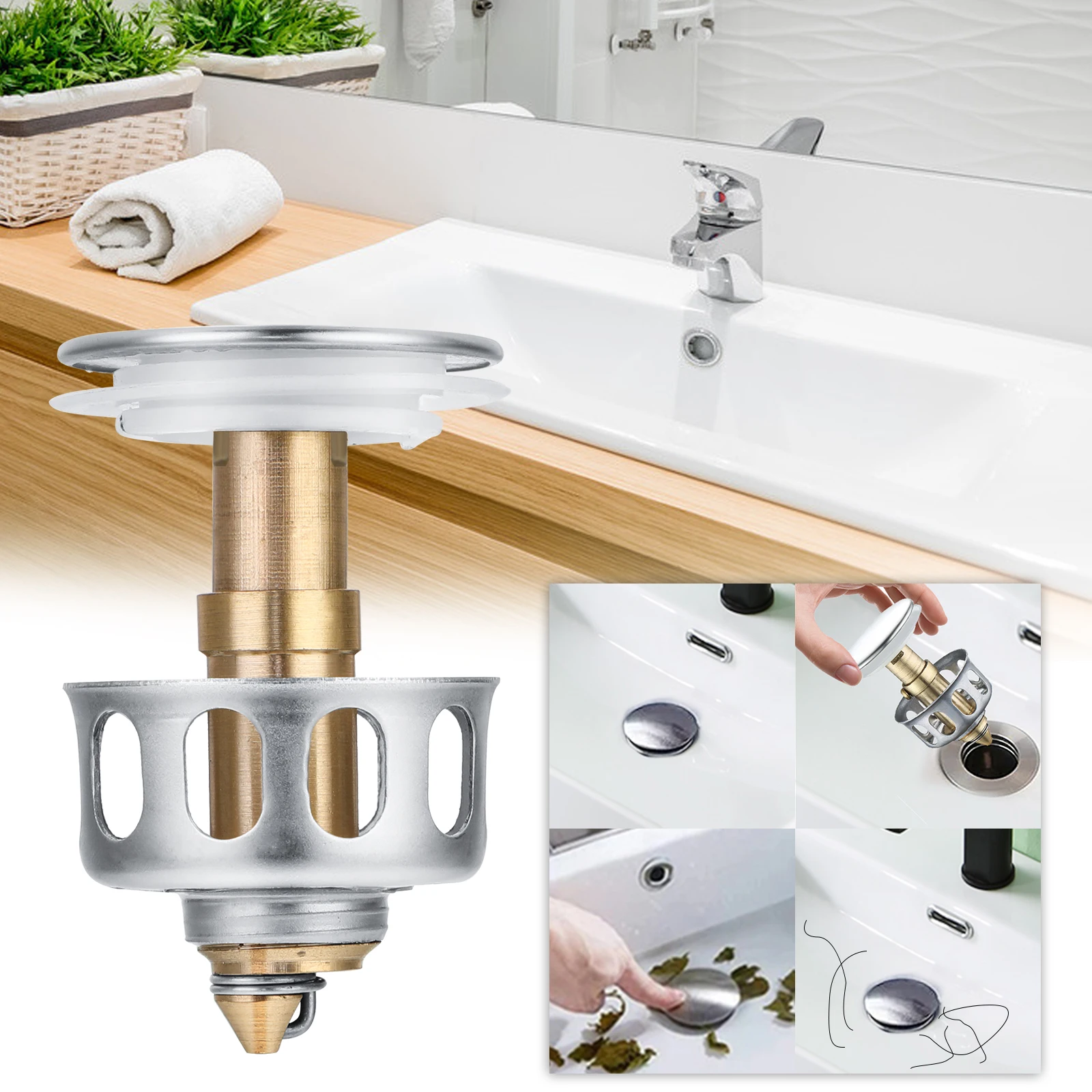 

1/3pcs Universal Wash Basin Bounce Drain Filter Sink Drain Vanity Stopper Bathroom Accessories Plug Trap Hair Catcher Faucet