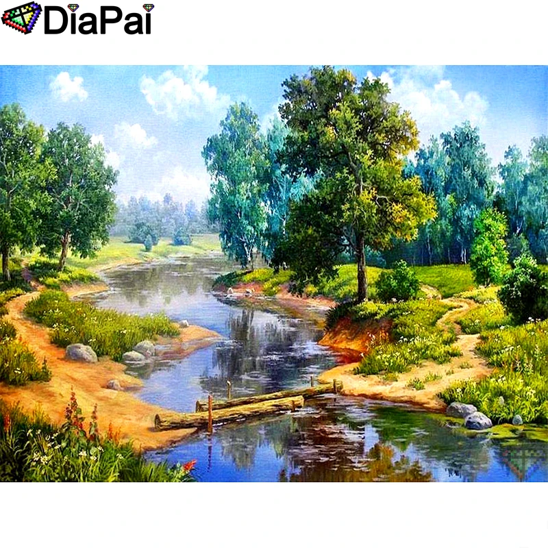 

DIAPAI 5D Diamond Pattern Rhinestone Needlework Diy Diamond Painting Cross Stitch "Tree scenery" Diamond Embroidery A27546