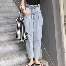 Джинсы бойфренда женские осенние женские джинсы винтажные повседневные джинсы с высокой талией Большие Карманы Уличная рваные джинсы для женщин