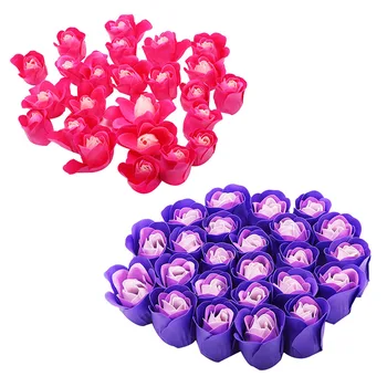 

Lovely 24 Pcs Red Scented Bath Soap Rose Petal in Heart Box (Purple)