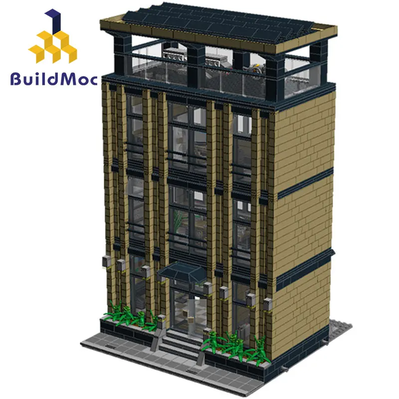Buildmoc, лидер продаж, архитектурные Модульные строительные блоки, современный городской дом, модели игрушек для детей