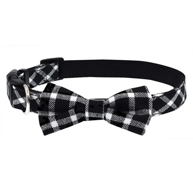 B Imixlot ошейник для питомца в полоску ошейник для собаки съемный бант PU галстук эластичный регулируемый ошейник костюм для маленькой собаки кошки - Цвет: B