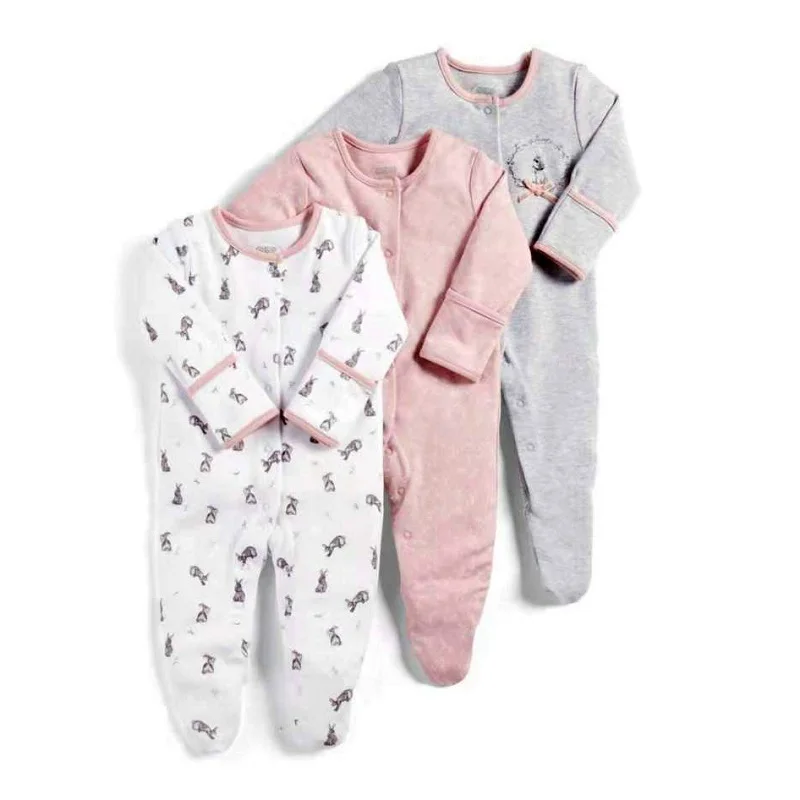 Комбинезон с длинными рукавами для новорожденных, Одежда для новорожденных мальчиков и девочек пижама для детей от 0 до 12 месяцев, костюм унисекс хлопковая одежда с круглым вырезом, осень г