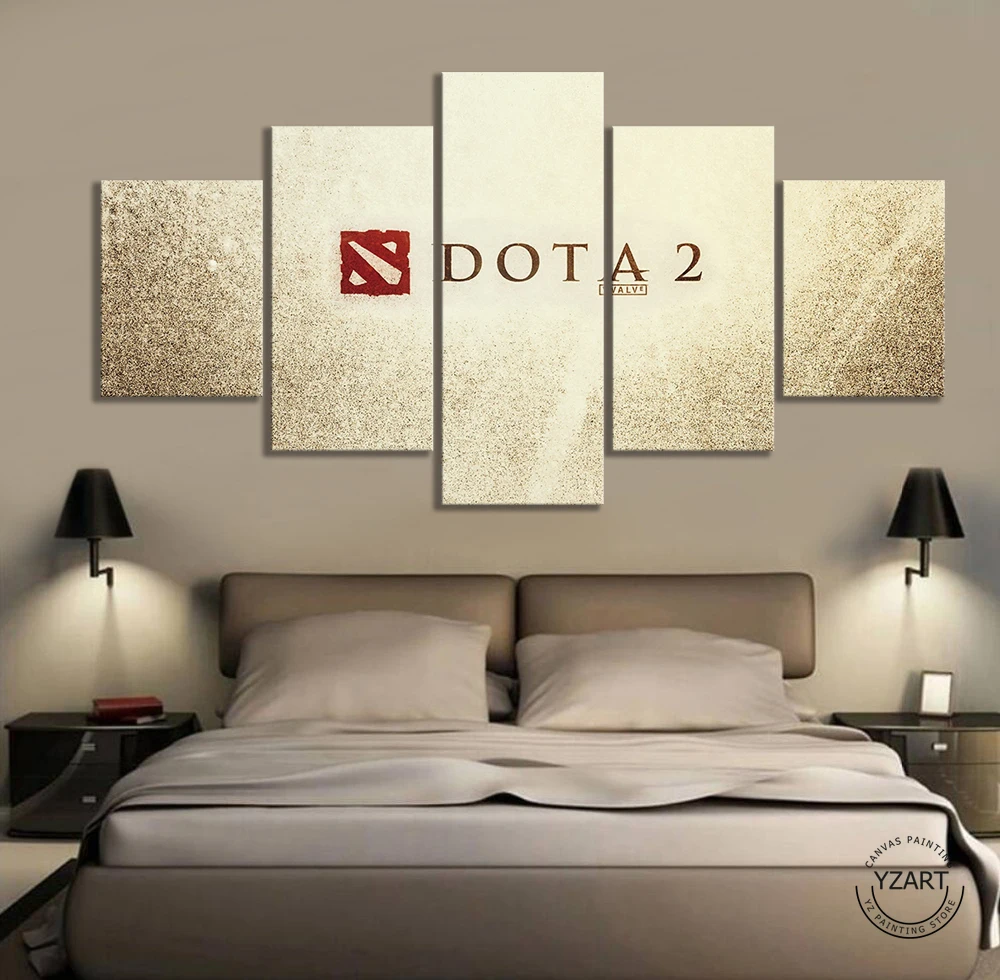  5 Panels DOTA 2 Logo Picture Oil Painting on Canvas Wall Art Home Decor Dota Video Games Art Wall D