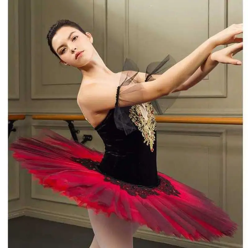 

Red Black Professional Ballet Dresss Women Kids Adulto Pancake Tutu Ballet Swan Lake Costumes Ballet Dress Girl Ballerina Outfit