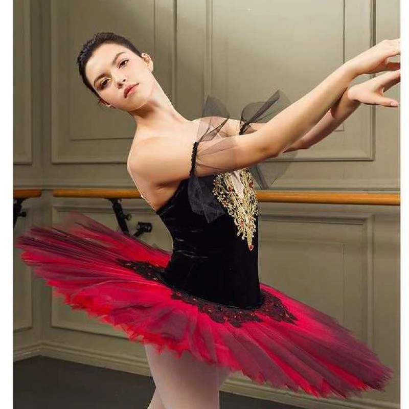 Vestido de Ballet profesional para mujer, Niña y Adulto, tutú para hacer  tortitas, lago de los disfraces de cisne, traje de bailarina, rojo y negro| Ballet| - AliExpress