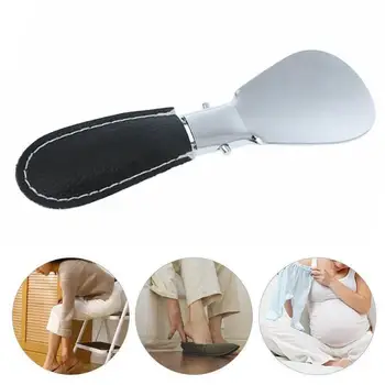 

Durable Shoehorn Shoe Horn Stainless Steel Foldable PU Leather Handle Easy to Carry Quality Shoes Accessories For Men Women