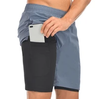 2022 Running Shorts Men 2 In 1 Double-deck Quick Dry Sport Shorts Fitness Jogging Workout Shorts Men Gym Sports Short Pants