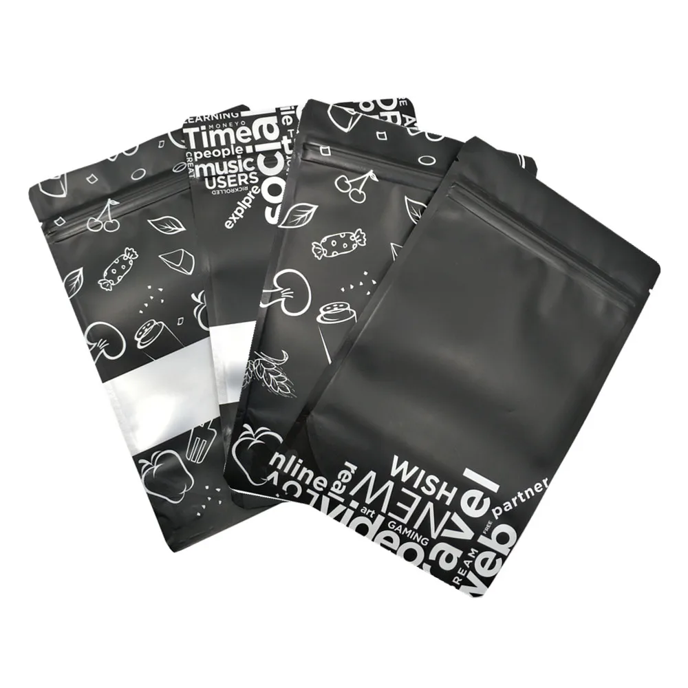 Матовые стоьте Вверх Окно алюминиевой фольги мешочки Ziplock самозакрывающиеся мешки для хранения кофейных зерен майларовая молния упаковочная сумка