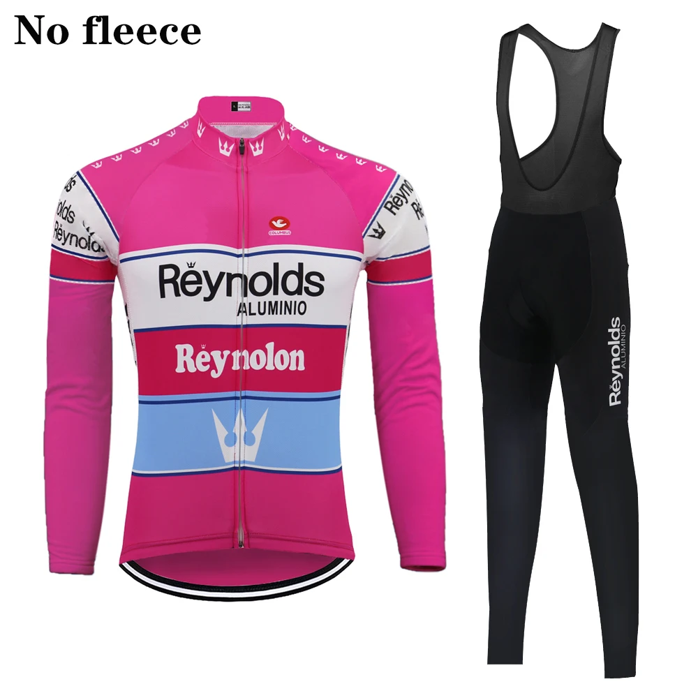 Ретро Reynolds велосипедная майка мужская с длинным рукавом набор термальная велосипедная одежда зимняя флисовая и тонкая велосипедная Одежда MTB ropa Ciclismo - Цвет: thin
