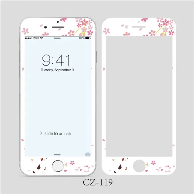 3D закругленные края закаленное стекло для iPhone 6 6s 7 8 Plus цветочный узор экран протектор Защитная пленка - Цвет: 113