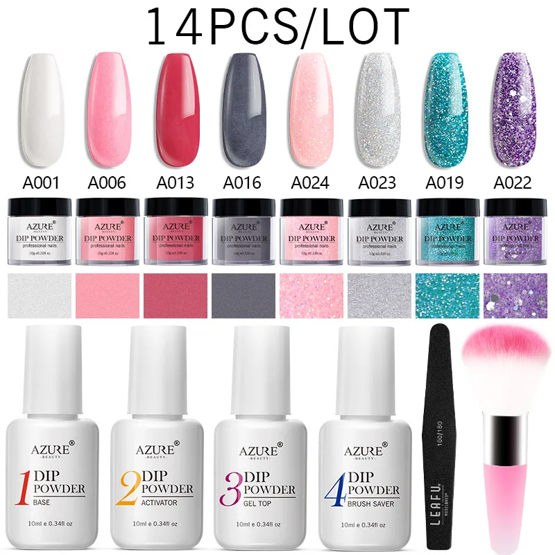 Azure Beauty 14 шт./лот белый порошок для дизайна ногтей базовый топ пальто активатор